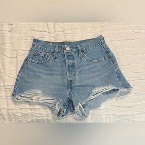 Levi’s Light Blue Distressed Denim Women’s Shorts